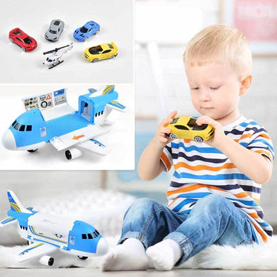 Fidtoy Cargo Airplane Transport Toy Set with Cars Helicopter