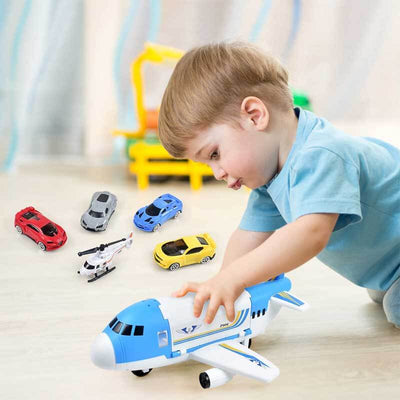 Fidtoy Cargo Airplane Transport Toy Set with Cars Helicopter
