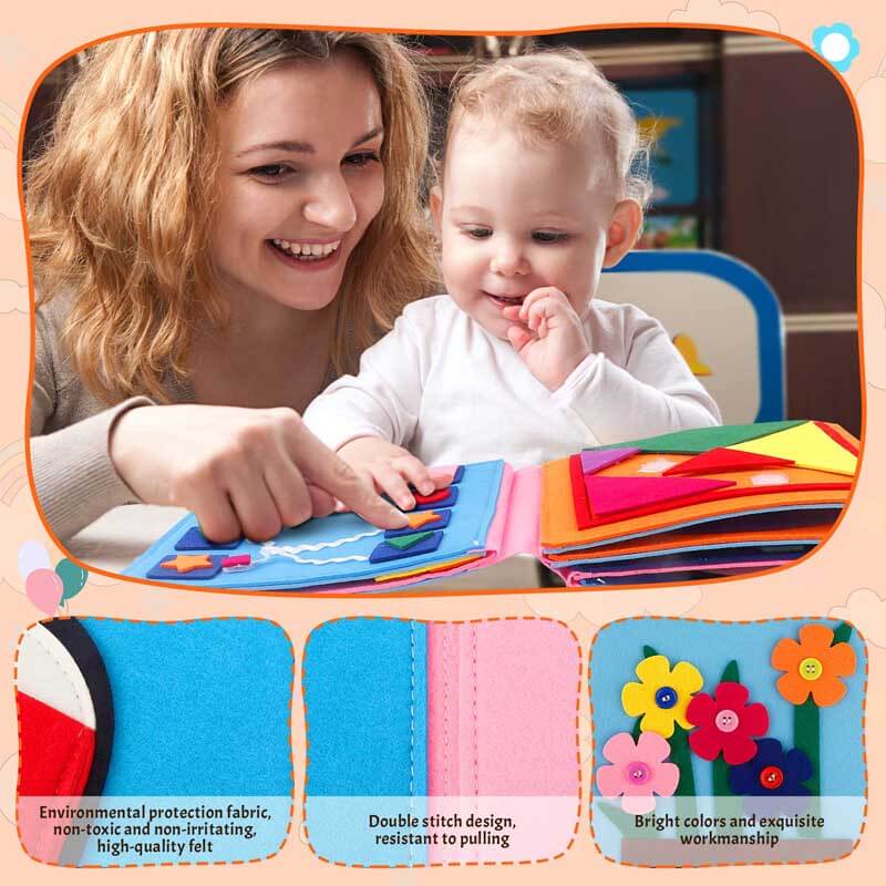 Fidtoy Livre d'activités Montessori pour tout-petits | Jouet sensoriel calme avec 12 activités
