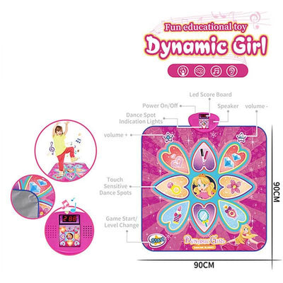 Fidtoy Tapete de Baile Interactivo con Música LED para Niños de 3 a 10 Años – Alfombra de Ejercicio