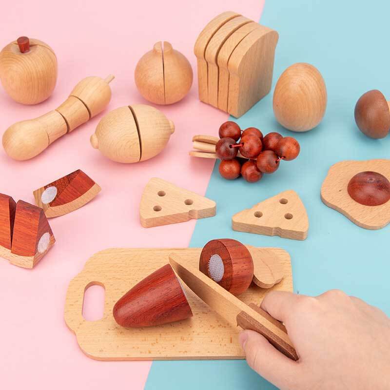 Fidtoy Accessoires de cuisine en bois – Ensemble de cuisine de 15 pièces pour les tout-petits