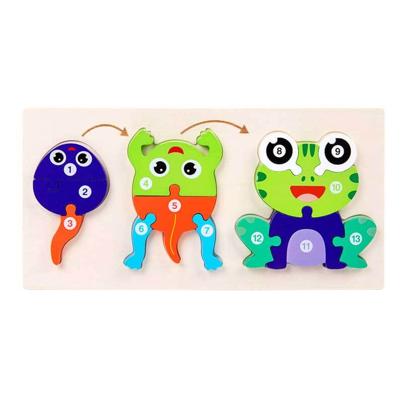 Fidtoy Ensemble de puzzles en bois d'animaux – Jouet d'apprentissage pour tout-petits avec formes d'animaux