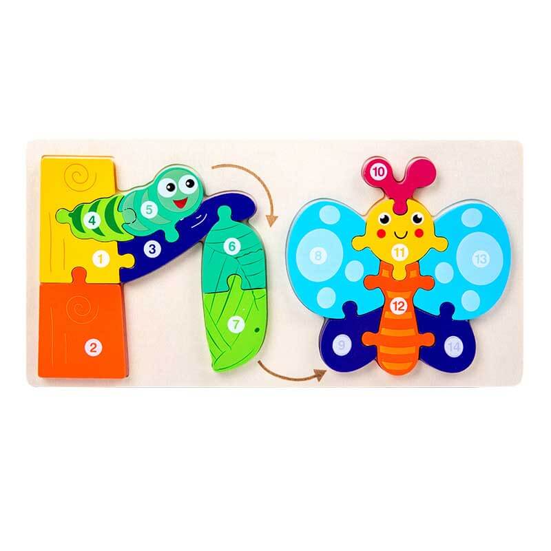 Fidtoy Ensemble de puzzles en bois d'animaux – Jouet d'apprentissage pour tout-petits avec formes d'animaux