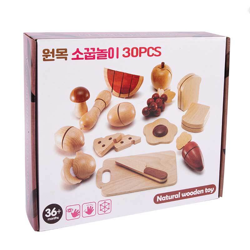 Fidtoy Accessoires de cuisine en bois – Ensemble de cuisine de 15 pièces pour les tout-petits