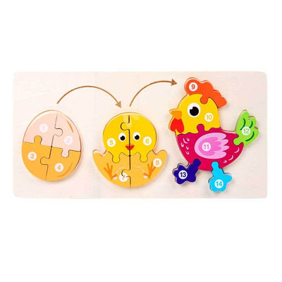 Fidtoy Ensemble de puzzles en bois d'animaux – Jouet d'apprentissage pour tout-petits avec formes d'animaux