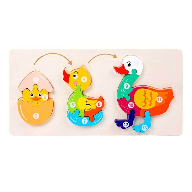 Fidtoy Ensemble de puzzles en bois d'animaux – Jouet d'apprentissage pour tout-petits avec formes d'animaux