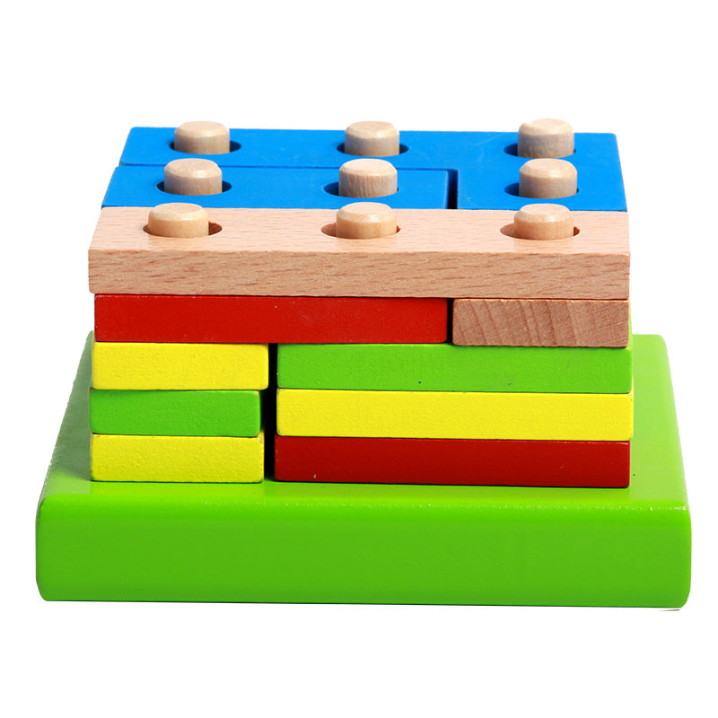 Wooden Colourful Geometric Shape Stacker Puzzle