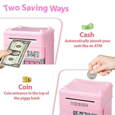 Fidtoy Cute Piggy Bank for Girls | Educational Mini ATM Toy for Kids to Learn Saving at Home