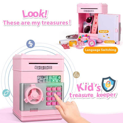 Fidtoy Cute Piggy Bank for Girls | Educational Mini ATM Toy for Kids to Learn Saving at Home