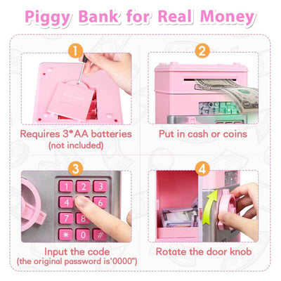 Fidtoy Cute Piggy Bank for Girls | Educational Mini ATM Toy for Kids to Learn Saving at Home