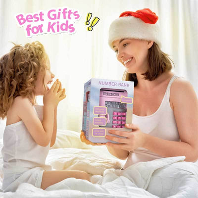 Fidtoy Cute Piggy Bank for Girls | Educational Mini ATM Toy for Kids to Learn Saving at Home