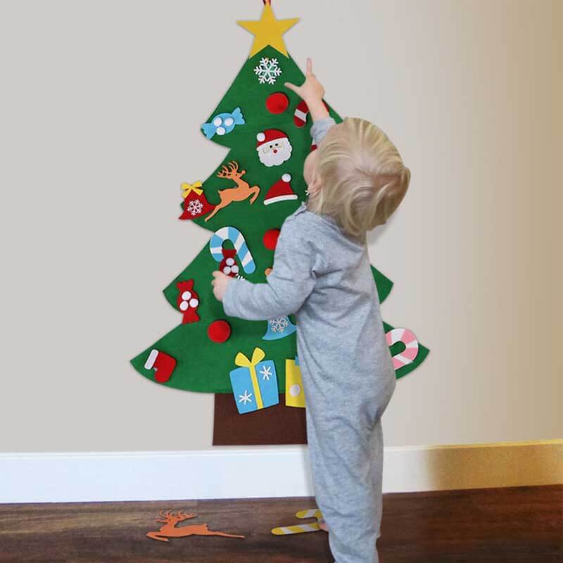 Fidtoy Kit de bricolage sapin de Noël en feutre avec 30 ornements – Activité de vacances Montessori pour tout-petits