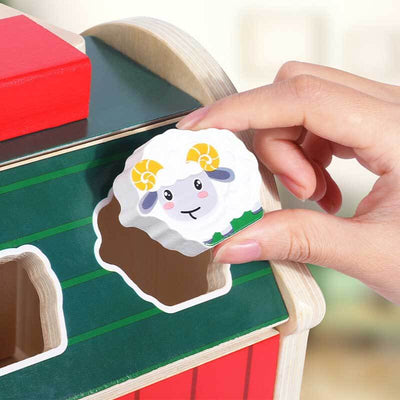 Fidtoy Wooden Farm Sorting Barn Toy for Toddlers Montessori Play