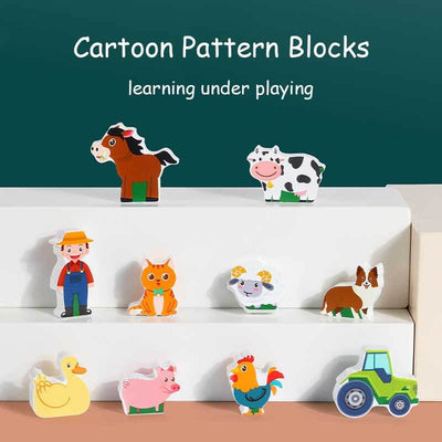 Fidtoy Wooden Farm Sorting Barn Toy for Toddlers Montessori Play
