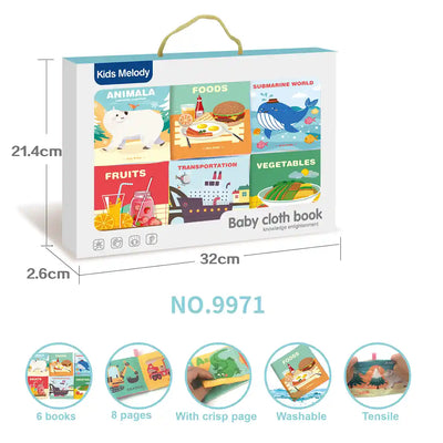 Fidtoy Baby Crinkle Cloth Books 6 Pack Early Learning Set