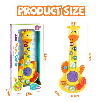 Fidtoy Giraffe Musical Guitar Toy for Toddlers – Light Up Kids Guitar with Piano, Drum, Animal Sounds, Shape Matching, and Music Modes
