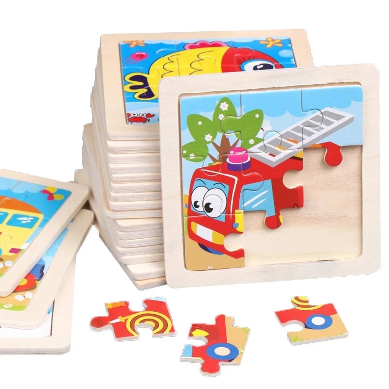 Lot of 10 Wooden Puzzles for Children