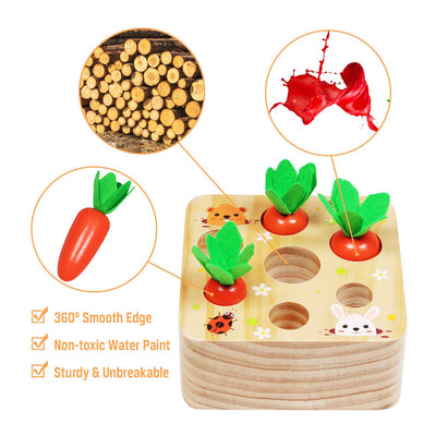 Caja de cosecha de zanahorias Juguete Montessori de madera ecológico