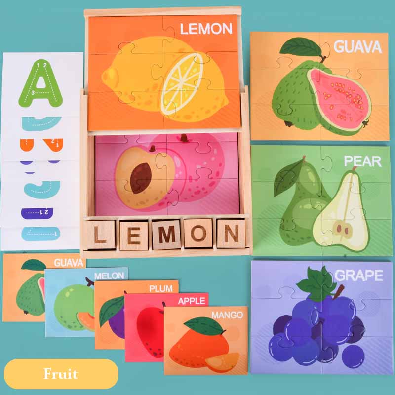 Fidtoy Wooden Alphabet Spelling Game Montessori Educational Toy for Preschoolers and Toddlers