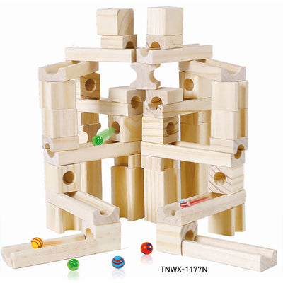 Onshine Wooden Marble Run Building Blocks - Open Ended Wooden Toys