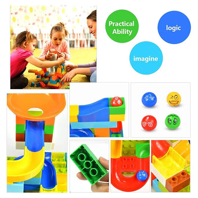 Fidtoy Slideway Blocs de Construction 206 Pièces – Jeu de Construction de Circuit de Billes pour Enfants 6+