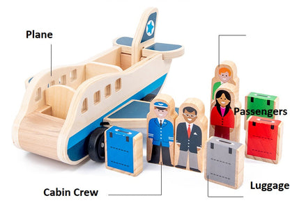 Wooden Airplane with People  Kids Plane Toy