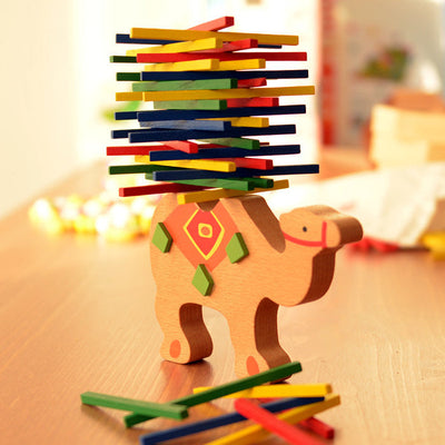 Juguete educativo de equilibrio de madera de elefante y camello