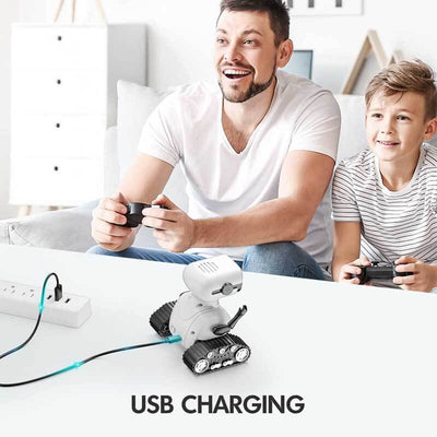 Fidtoy RC Robot Toy for Kids Remote Control Robot with LED Eyes Music Voice Interactive Dancing Robot Rechargeable Educational Toy