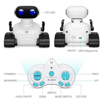 Fidtoy RC Robot Toy for Kids Remote Control Robot with LED Eyes Music Voice Interactive Dancing Robot Rechargeable Educational Toy