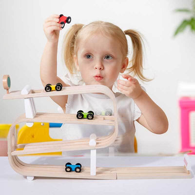 Fidtoy Wooden Ramp Racer Toy for Kids - Interactive Learning Toy