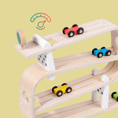 Fidtoy Wooden Ramp Racer Toy for Kids - Interactive Learning Toy