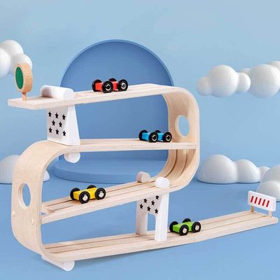 Fidtoy Wooden Ramp Racer Toy for Kids - Interactive Learning Toy