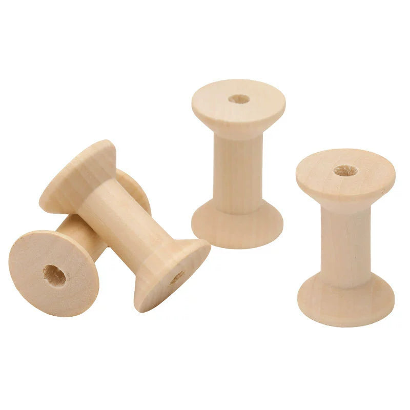 Montessori NATURAL Loose parts Bobbin Bundle of 5 Wooden Toy