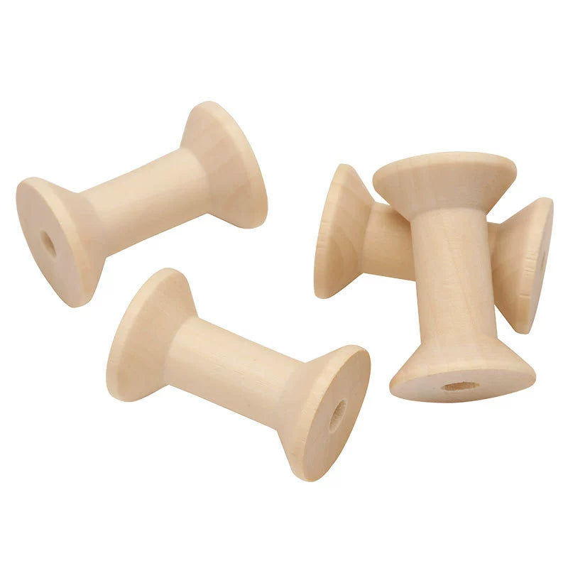 Montessori NATURAL Loose parts Bobbin Bundle of 5 Wooden Toy