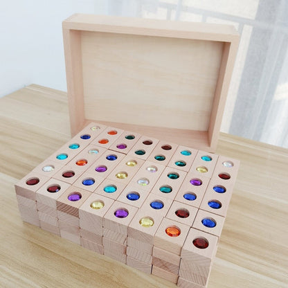 Premium Wooden Gemstone Building Blocks 128pc