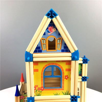 Fidtoy 3D Wooden House Building Set for Kids Creative Play