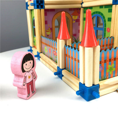 Fidtoy 3D Wooden House Building Set for Kids Creative Play