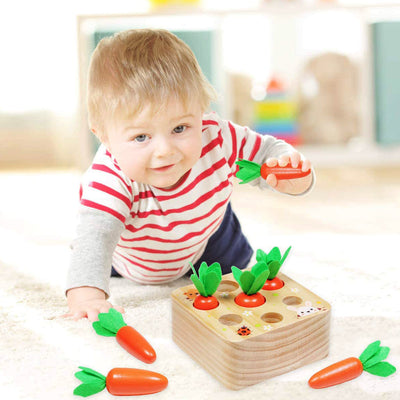 Caja de cosecha de zanahorias Juguete Montessori de madera ecológico