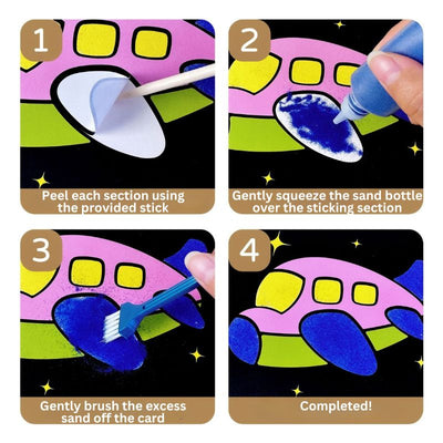 Kit d'art sur sable pour enfants avec sables colorés et cartes créatives
