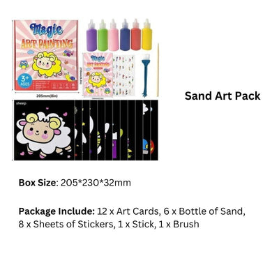 Kit d'art sur sable pour enfants avec sables colorés et cartes créatives
