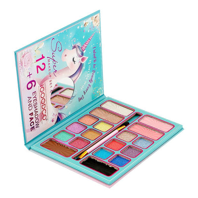 Fidtoy Unicorn Children's Makeup Eye Shadow and Face Set 18 Pieces | Kids Pretend Beauty Play Palette, Washable Dress-Up Makeup, Color Creativity & Party Role Play Toy Age 5+