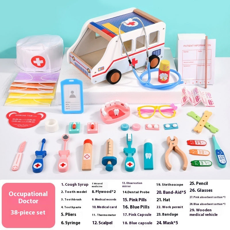 Wooden Children's Simulation Dentist Suit Play House Medical Toys