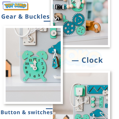Fidtoy 14-en-1 Tableau d'activités sensoriel en bois Jouet éducatif