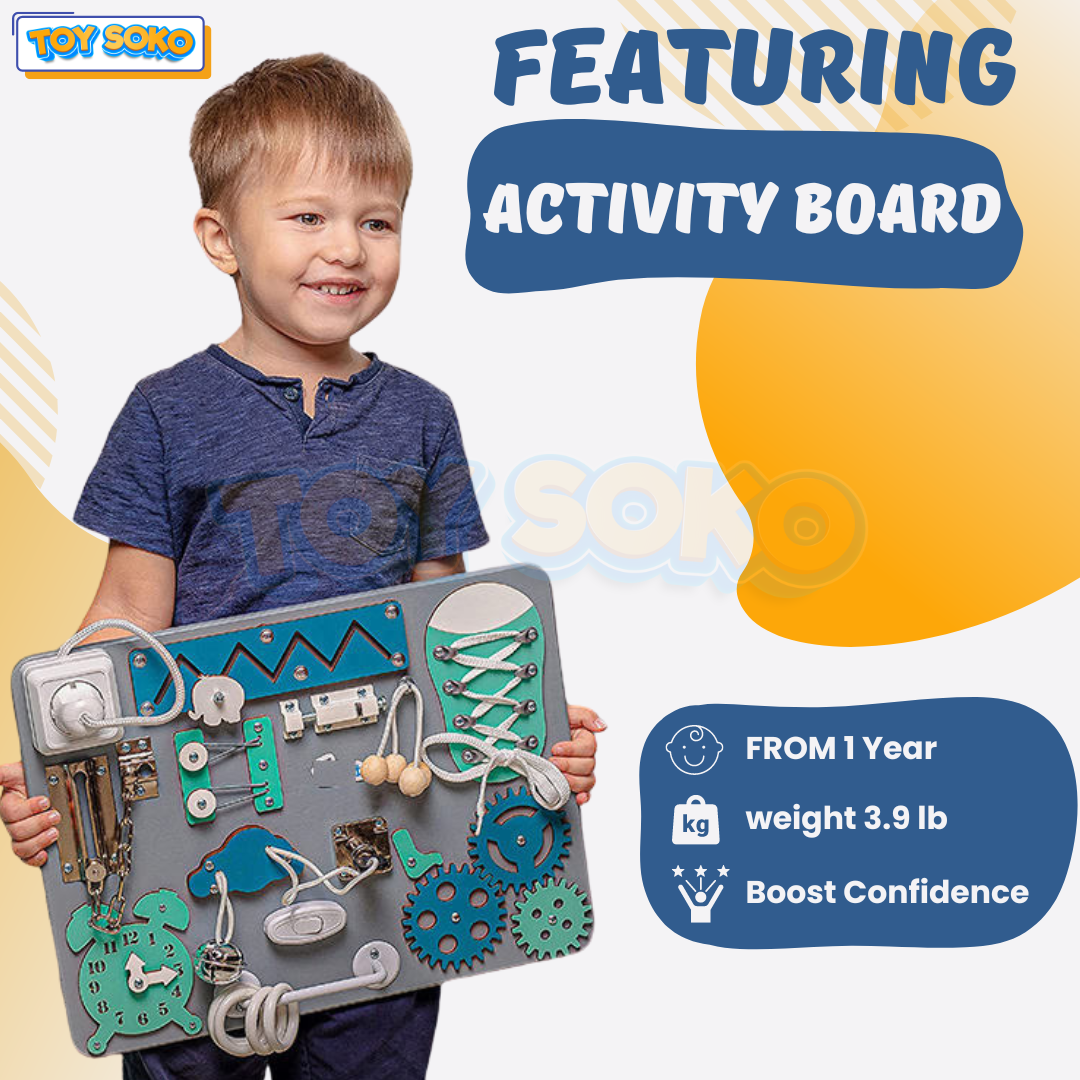 Wooden Sensory Busy Board Toys for Brain Development