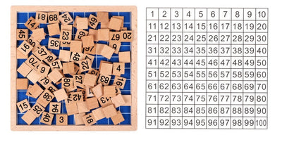 Tableau quadrillé en bois pour apprendre les nombres de 1 à 100, planche de comptage carrée Montessori pour les centaines en mathématiques