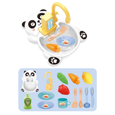 Évier de cuisine électrique Panda avec eau circulante - Jeu d'imitation - 195