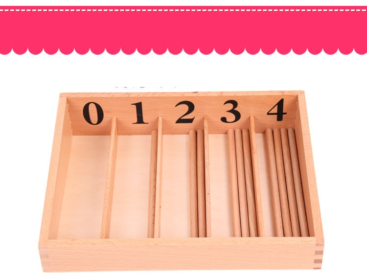 Large Montessori Spindle Box Counting Sticks Rods and Number Tray
