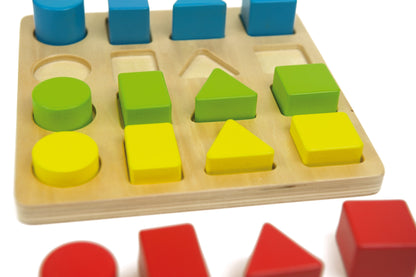 4 Geo Shapes - Wooden toy puzzle.