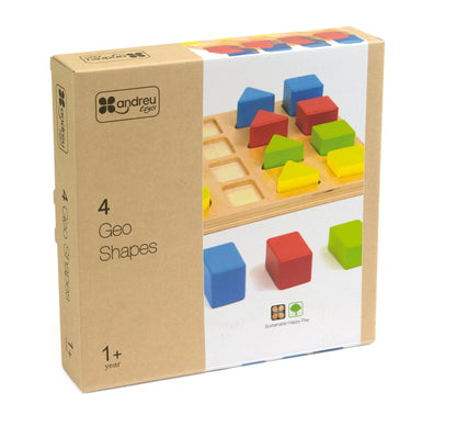 4 Geo Shapes - Wooden toy puzzle.