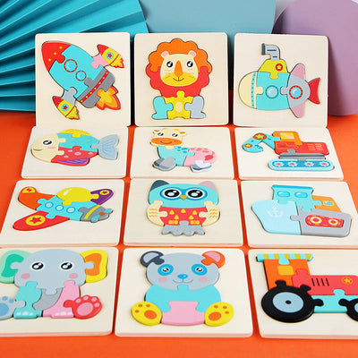 Puzzles Montessori niveau 2 - Lot de 6 puzzles en bois écologiques n°3